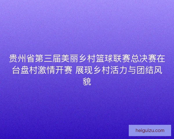 贵州省第三届美丽乡村篮球联赛总决赛在台盘村激情开赛 展现乡村活力与团结风貌
